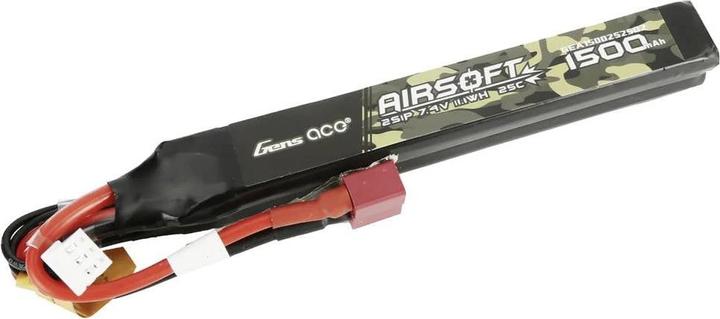 Actual product image Gens Ace 25C 1500mAh 2S1P 7.4V Nunchuck 2X Airsoft Gun Lipo Battery with T Plug (7.40 V, 1500 mAh)