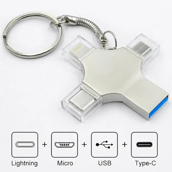 Image du produit Hermex Clé USB 4 en 1 Clé Lightning Clé de données Lecteur flash USB Drive (128 Go, USB-C)