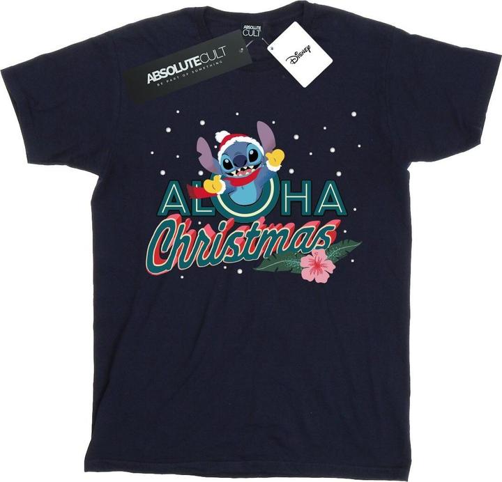 Actual product image Disney Womens/Ladies Lilo And Stitch Aloha Christmas Cotton Boyfriend T-Shirt (XXL)