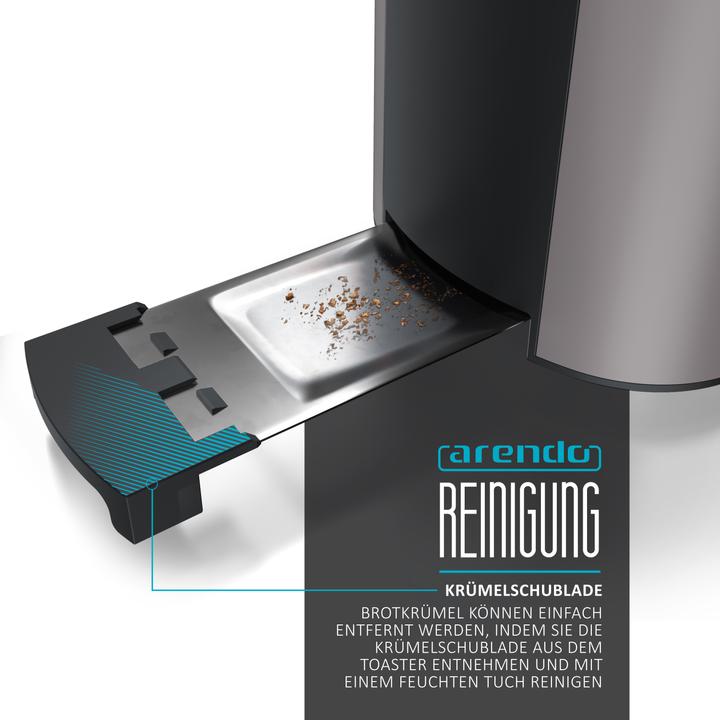 Image du produit Arendo Grille-pain en acier inoxydable 2 tranches à fente longue, écran avec indication du temps restant