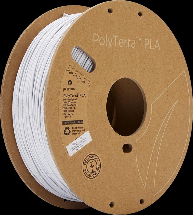 Polymaker PolyTerra (PLA, 1.75 mm, 1000 g, Weiss)