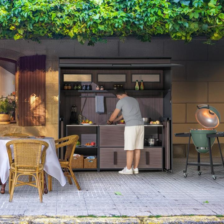 Image du produit Ventaris Outdoor-Küche Gartenhaus 220 cm x 94 cm x 226 cm mit Einrichtung Anthrazit