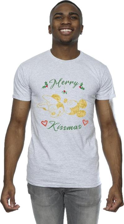 Actual product image Disney Mens Mickey Mouse Merry Kissmas T-Shirt (4XL)