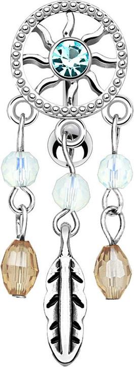 Immagine prodotto Star Piercing Banana argento con sfera acchiappasogni in cristallo acqua (Ottone, Acciaio chirurgico 316L)