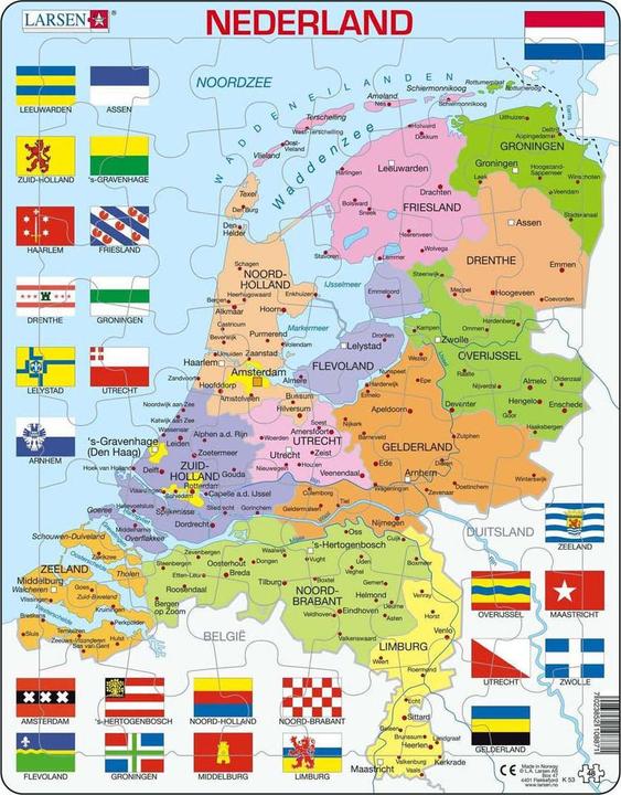 Actual product image Larsen Puzzle - Netherlands (political) (48 pieces)