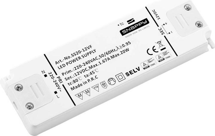 Dehner Elektronik SS 20-12VF Transformateur LED à tension constante 20 W 1.67 A 12 V/DC Meuble