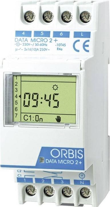 Image du produit Orbis Horloge programmable sur profilé chapeau DATA MICRO 2 + 230 V