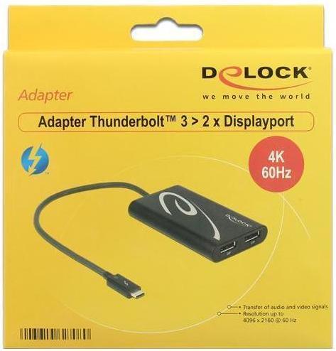 Actual product image Delock Monitor adapter Thunderbolt 3 to 2xDP jack (DP, 27 cm)