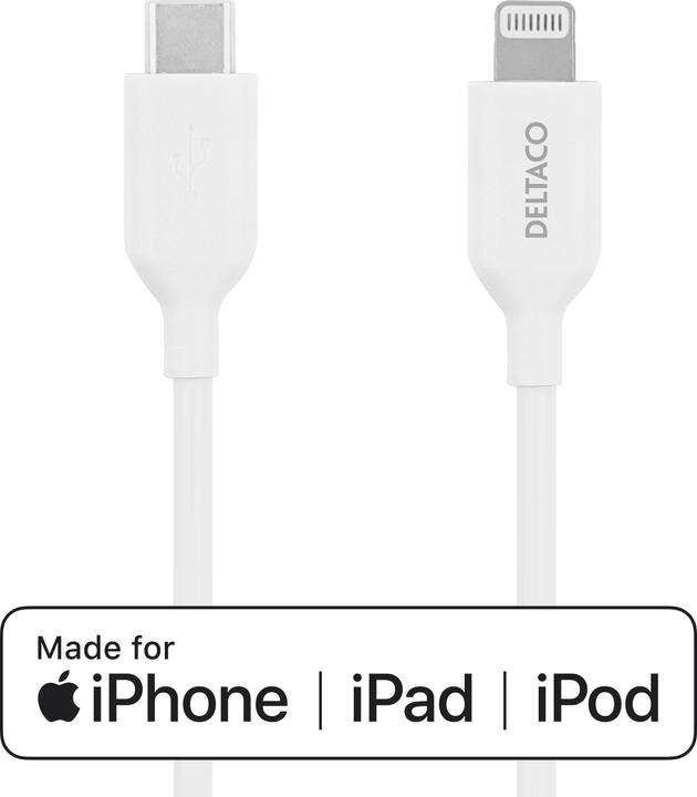 Immagine prodotto Deltaco Cavo Lightning USB-C - Lightning, 2 m, chipset Apple C94 Confezione con marchio FSC, bianco (2 m, USB 2.0)