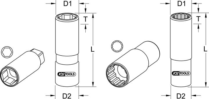 Actual product image KS Tools 1/2 socket for spark plugs. 14mm 911.1590 (14 mm)