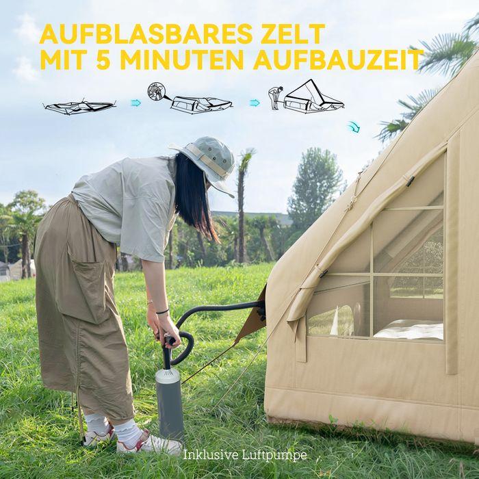 Actual product image Swisshandel24 Aufblasbares Campingzelt Aufblasbares Zelt mit Fenster, Tür für 3 Personen Sand (Inflatable tent, 18 kg, 3 persons)