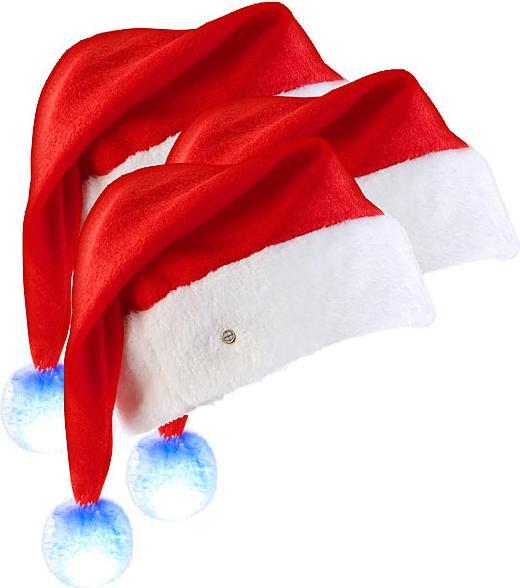 Immagine prodotto Infactory Set di 3 cappelli di Babbo Natale a LED con pom pom luminoso