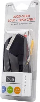 Immagine prodotto Savio CL-133 Cavo SCART SCART (21-pin) 3 x RCA Multicolore (2 m)