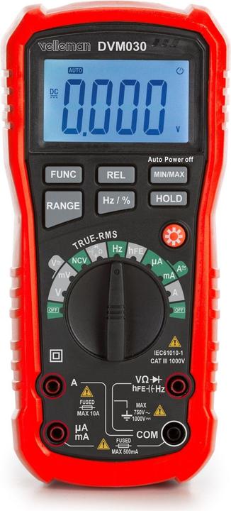 Produktbild Velleman Robustes Echt-Effektivwert-Digitalmultimeter mit automatischem Messbereich - CAT III - 1000 V - 8 Fu (CAT III)