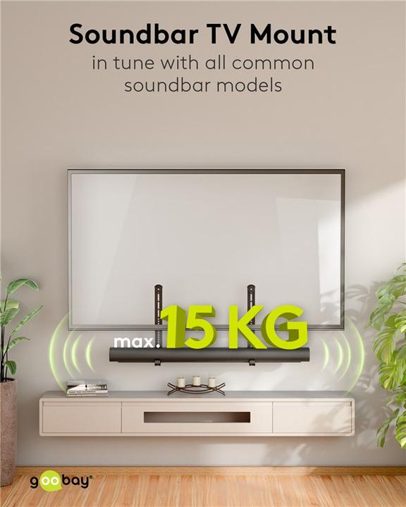 Immagine prodotto Goobay Supporto per soundbar per televisori (1 pz., Installazione a parete, Regolabile in altezza)