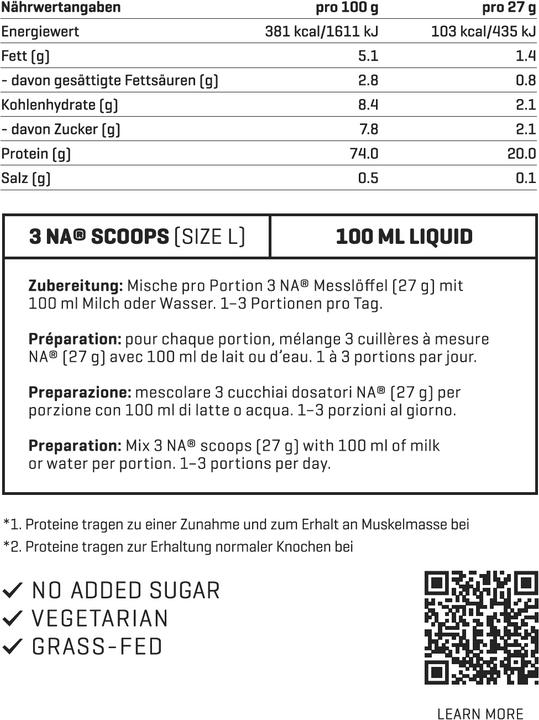 Valori nutrizionali e ingredienti Nutriathletic Whey Protein Concentrate (Chocolate, 1 pz., 800 g)