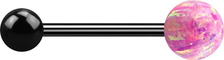 Produktbild Star Piercing Micro Barbell schwarz mit Kugel und Kugel Opal pink (ohne Messing, Chirurgenstahl 316L)