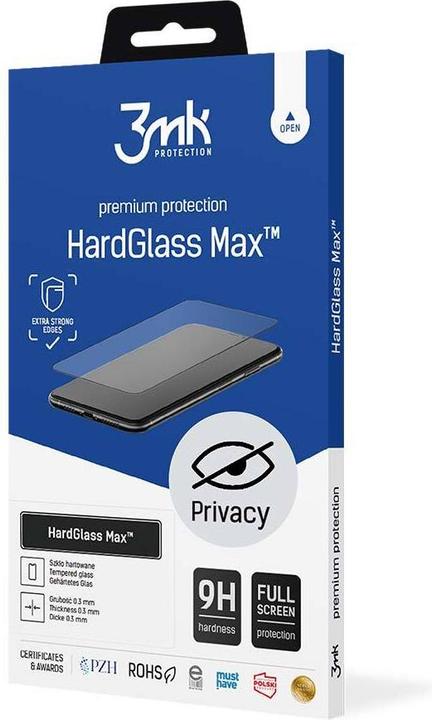 Actual product image 3MK HardGlass Max Privacy Screen Protector, Apple, iPhone XS, Tempered Glass, Clear/Black (1 Piece, Apple iPhone XS)