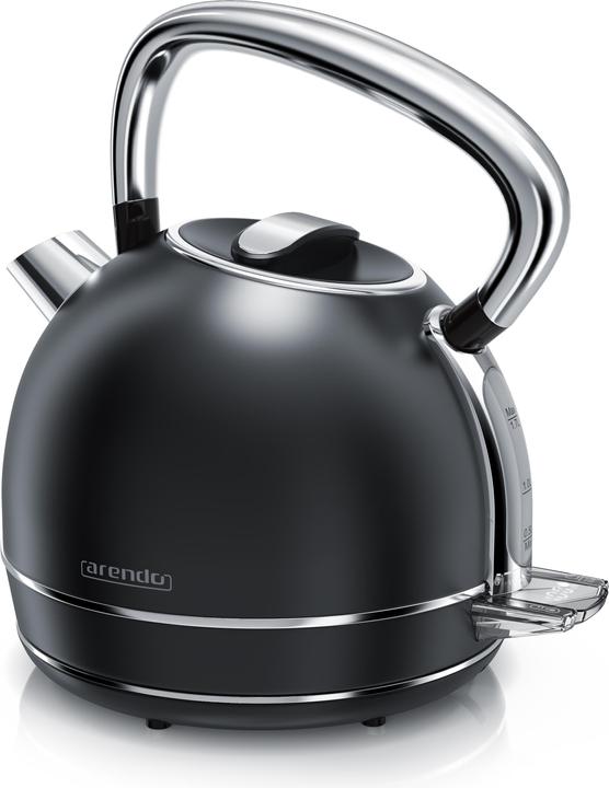 Produktbild Arendo Wasserkocher 1,7 l, 2200W, Edelstahl Retrostyle Vintage, LED Anzeige, Temperatureinstellung, Schwarz (1.70 l)