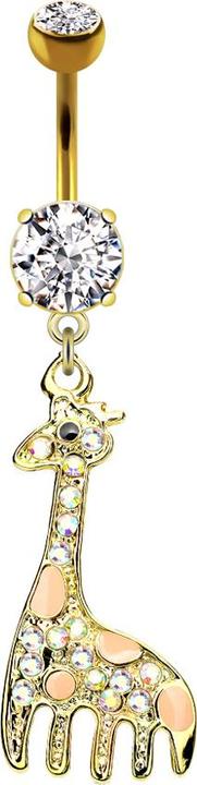 Image du produit Star Piercing Banane 14k vergoldet mit Anhänger Giraffe (sans laiton, Acier chirurgical 316L)
