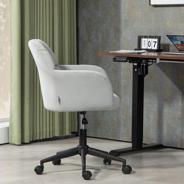 Actual product image Swisshandel24 Office chair, velvet look, with armrests, light grey