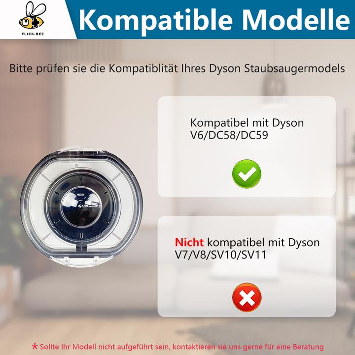 Immagine prodotto Flickbee Dyson V6/DC58/DC59 Contenitore per la polvere con aletta inferiore