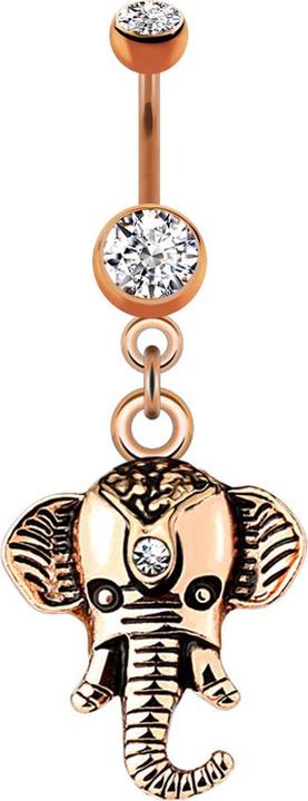 Immagine prodotto Star Piercing Banane rosegold mit Anhänger Elefant (Ottone, Acciaio chirurgico 316L)