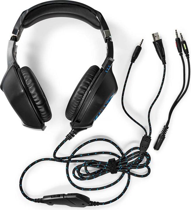 Actual product image Nedis Gaming Headset | Over Ear | Stereo | USB Type-A / 2x 3.5 mm | Foldable Microphone | 2.20 m | L (Cable)