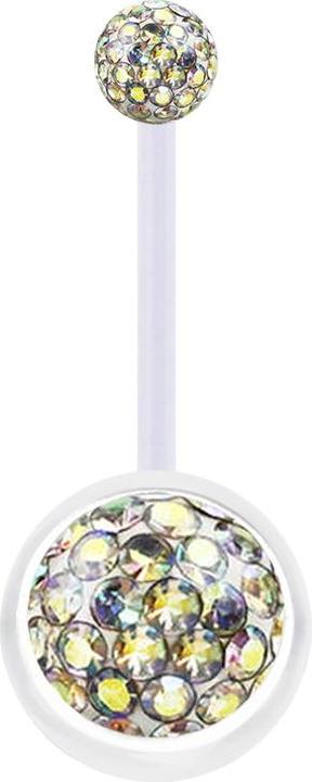 Actual product image Star Piercing Banana transparent with two crystal balls multicolour epoxy protective layer (Bioflex, without brass)