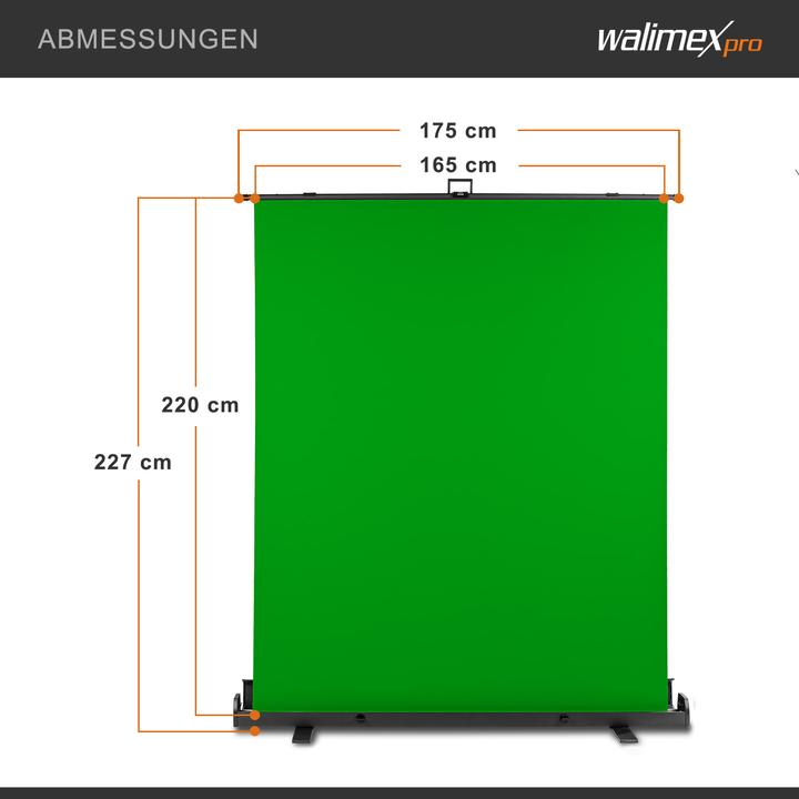 Image du produit Walimex pro Panneau enroulable Fond vert 165x220 (176.50 cm, 226 cm)