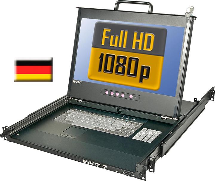 Image du produit Lindy 44cm 17inch LCD KVM Terminal PRO Full HD DVI-I USB 2.0 DE Layout