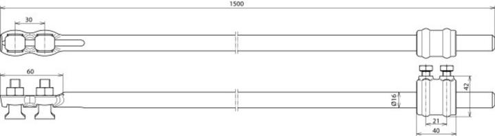Actual product image Dehn 480 150 Earth entry rod set L=1500mm St/tZn