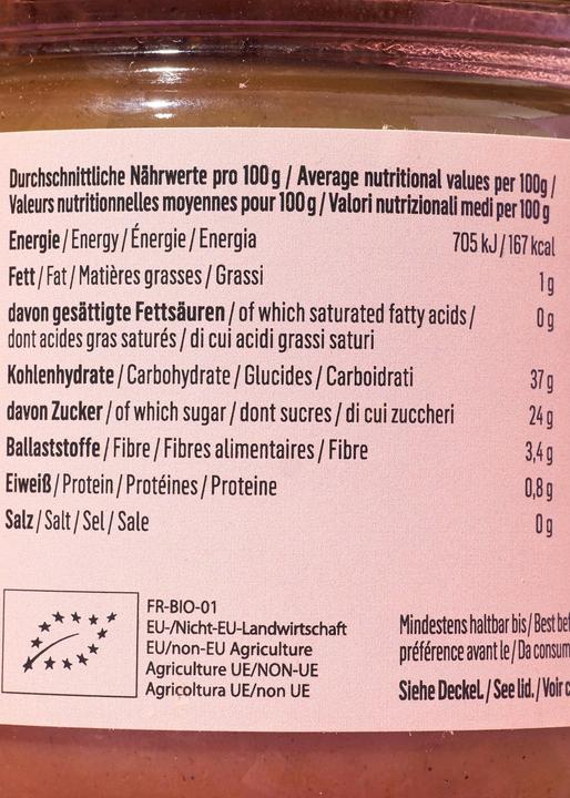 Valeurs nutritives et ingrédients KoRo Crème de marrons à la vanille, stérilisée (2280 g)