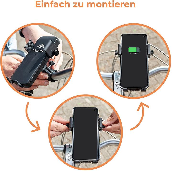 Produktbild Fonsafe Fahrrad-Handyhalterung mit Powerbank, Wasserdicht