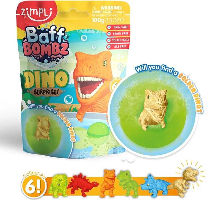 Zimpli Kids Zimpli Baff Bombz Überraschungs-Dino-Figur, grosse Badebombe (Badekugeln)