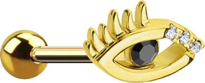 Actual product image Star Piercing Micro Barbell 14k vergoldet Auge (Brass, Surgical steel 316L)