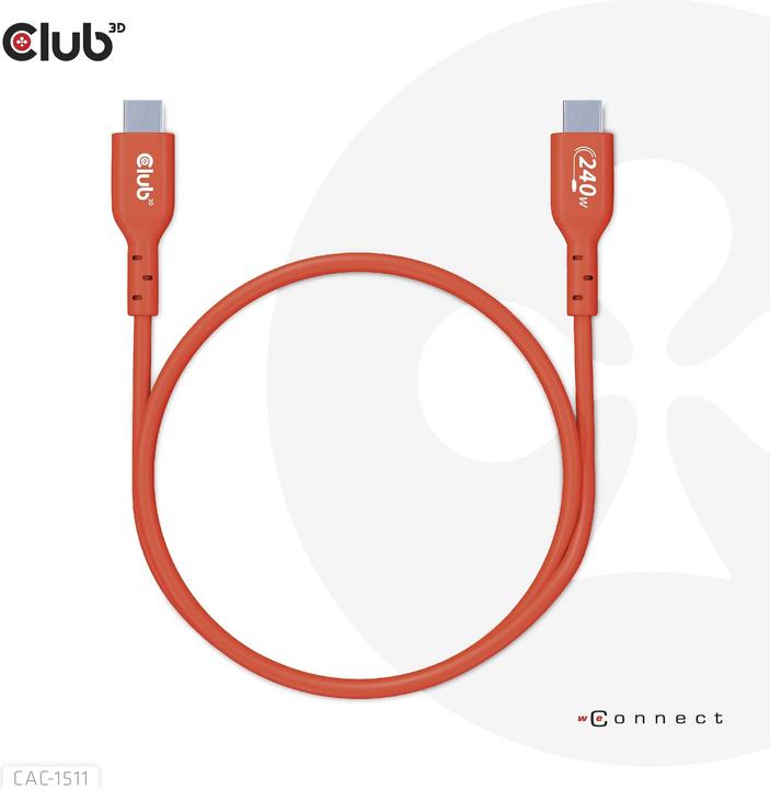 Actual product image Club 3D Club3D Cable USB 2 Type C PD 240W / 480Mb 4m St/St retail (4 m, USB 2.0)
