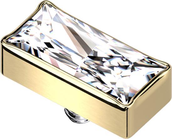Star Piercing Dermal Anchor rechteck vergoldet Kristall silber (Titan G23, ohne Messing)