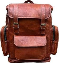 Only-Bags.Store Zaino in pelle, zaino da viaggio, zaino roll top in pelle marrone, borsa per laptop, Unisex