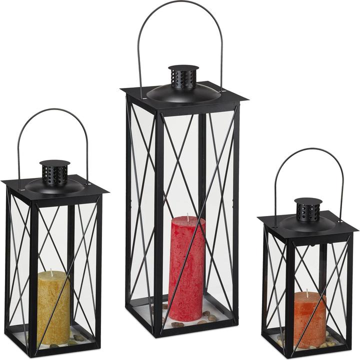 Image du produit Relaxdays Set de 3 lanternes (20 x 20 x 49,5 cm, 3 x)
