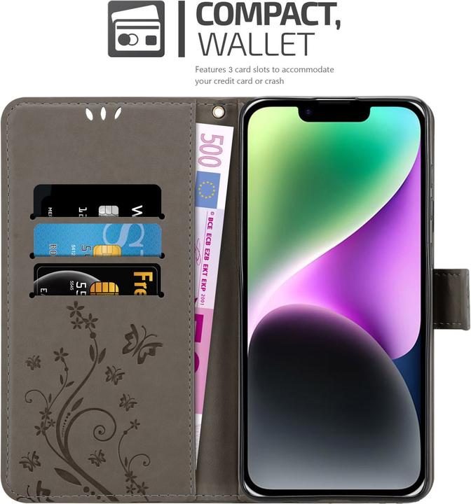 Actual product image Cadorabo Cover for Apple iPhone 14 in Flower Book Style (Apple iPhone 14)
