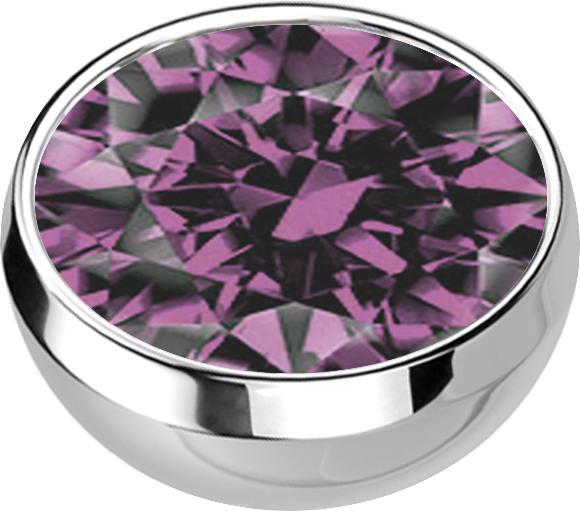 Star Piercing Micro Halbkugel silber mit Kristall hellviolett (ohne Messing, Chirurgenstahl 316L)