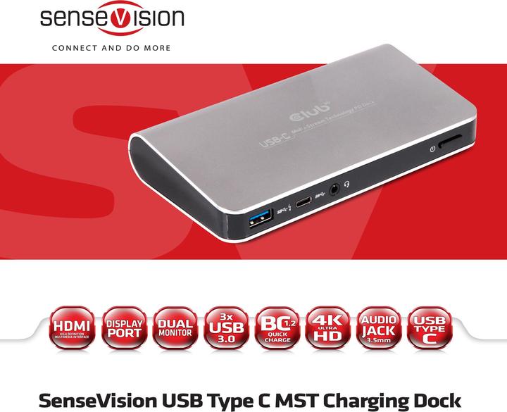 Produktbild Club 3D USB Typ C MST Dock mit Ladefunktion (USB-A, 1 Ports)