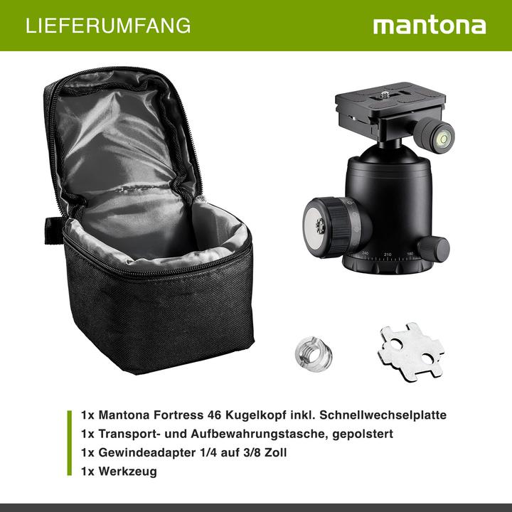 Produktbild mantona Fortress 46 Kugelkopf (S1-4625AF) (Kugelkopf)