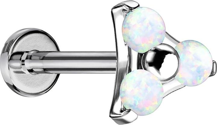 Produktbild Star Piercing Micro Labret Innengewinde silber Dreieck drei Opale weiss (ohne Messing, Titan G23)