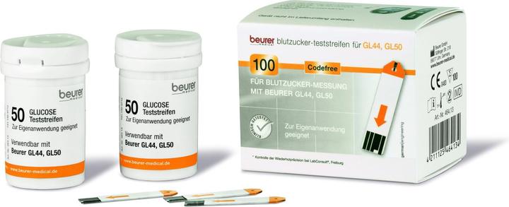 Beurer GL 44 / GL 50 / GL 50 evo Blutzuckerteststreifen, 100 St. Teststreifen (Teststreifen)