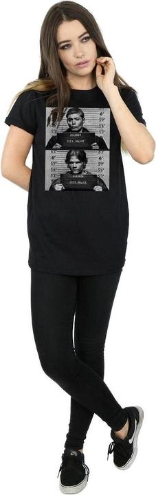Actual product image Supernatural Womens/Ladies Winchester Mugshot Cotton Boyfriend T-Shirt (4XL)