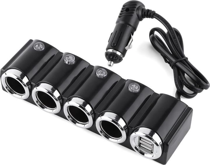 Productafbeelding PNI Auto-aansteker splitter Aansteker 04 12V/24V 4 uitgangen, 2xUSB, LED-display