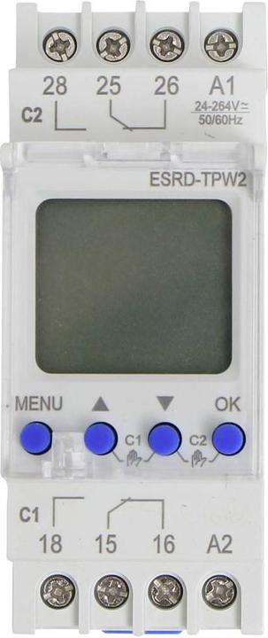Image du produit Counttec Horloge programmable pour rail DIN ESRD-TPD2 2 inverseurs 16 A 250 V/AC Multif