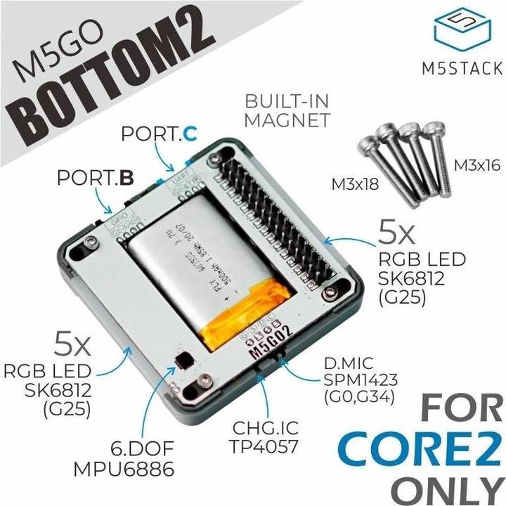 Produktbild M5Stack M5GO Batterieboden 2 für Core2